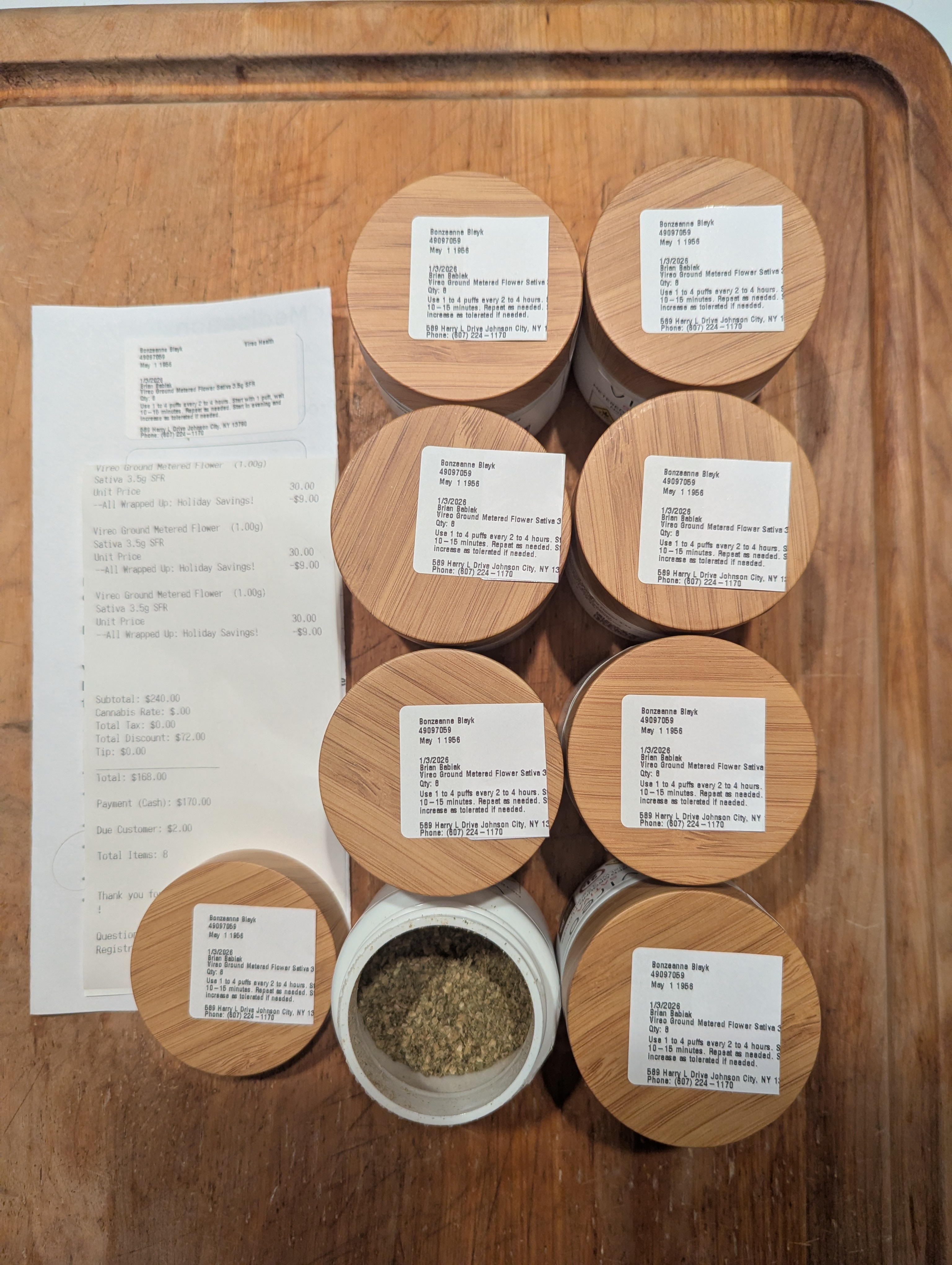 ./2026-01-04 - PXL_20260104_004558264 - MMJ VIREO Johnson City - VIREO SFR 'Stoopid Fruits' - 8 x 3.5gm jars 28g 1oz - $168.00.jpg